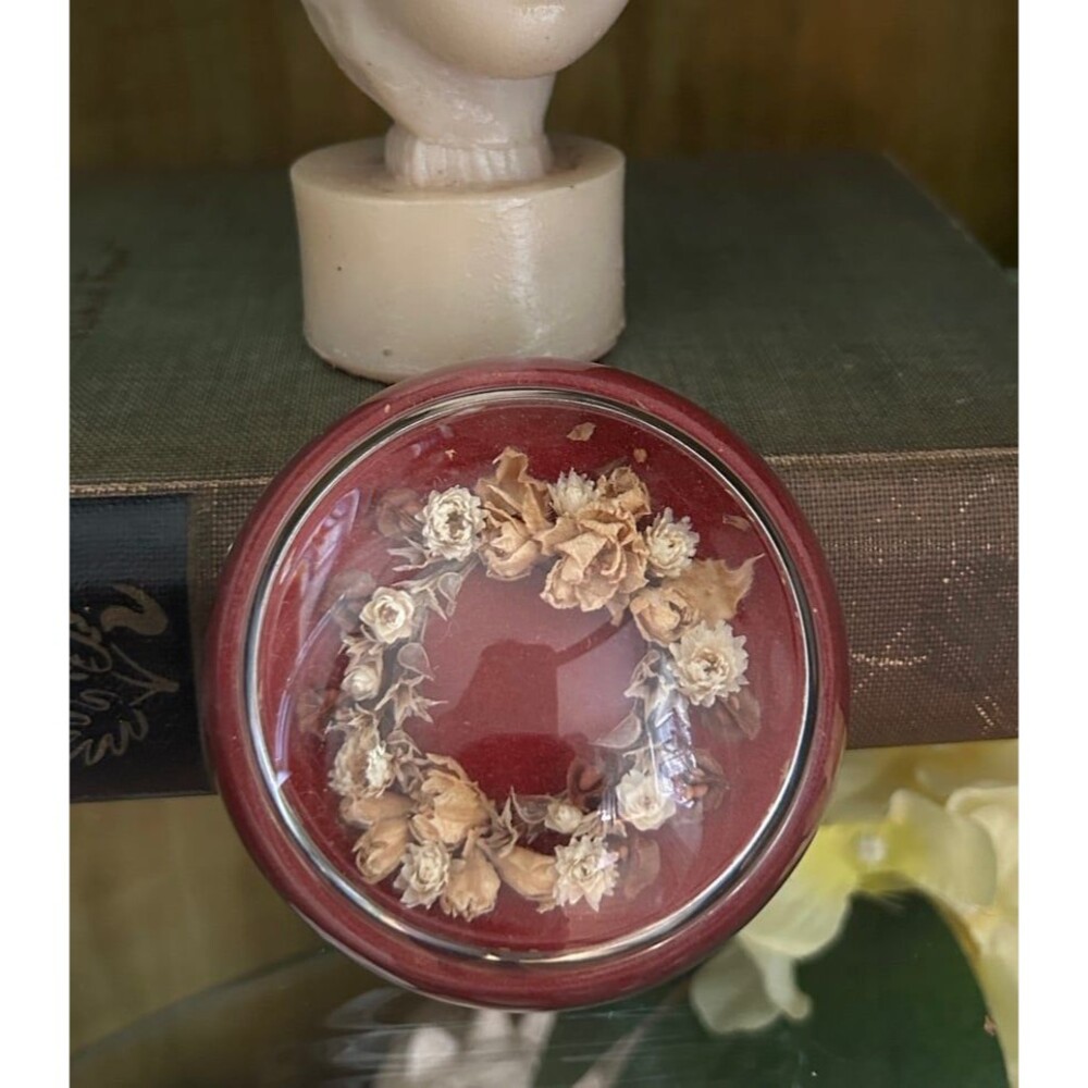 Vintage Paperweight with Dried Flowers Botanical Resin Desk Decor, Romance boho